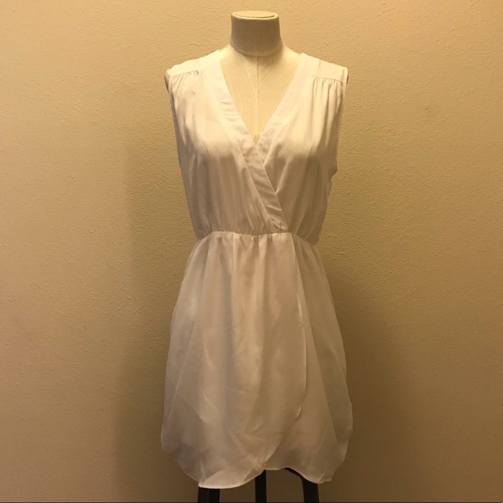 White Wrap-Look Mini Dress